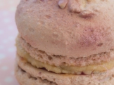 Peanut butter and jelly macaron