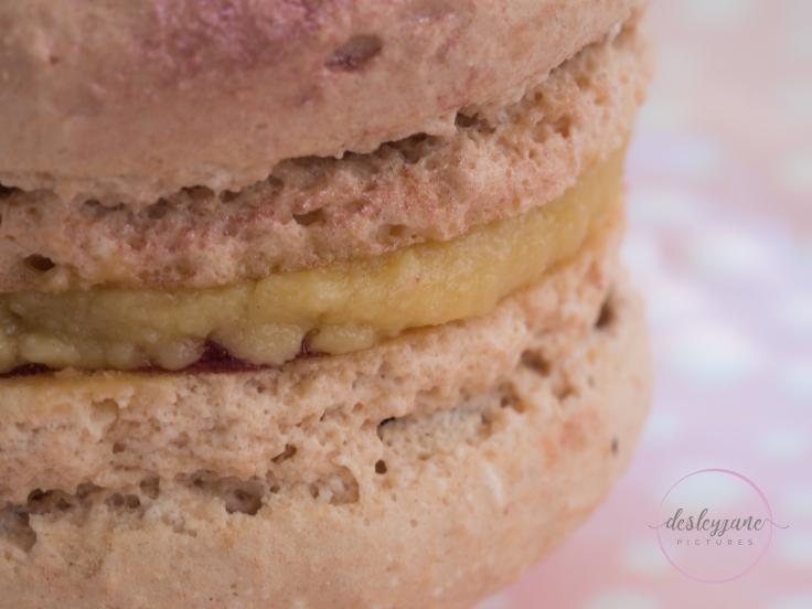 Peanut butter and jelly macaron